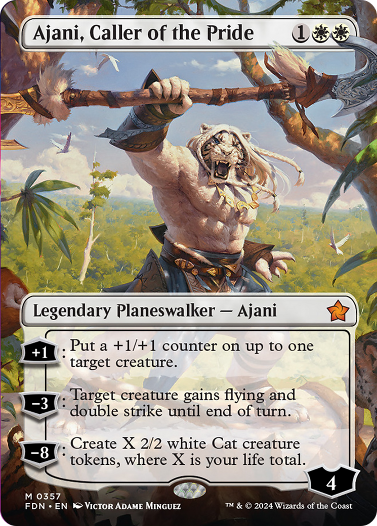 Ajani, Caller of the Pride (Borderless) [Foundations] | Impulse Games and Hobbies