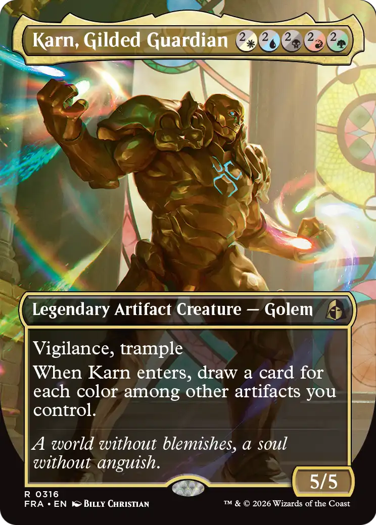 Karn, Gilded Guardian (Borderless) [Reality Fracture] | Impulse Games and Hobbies