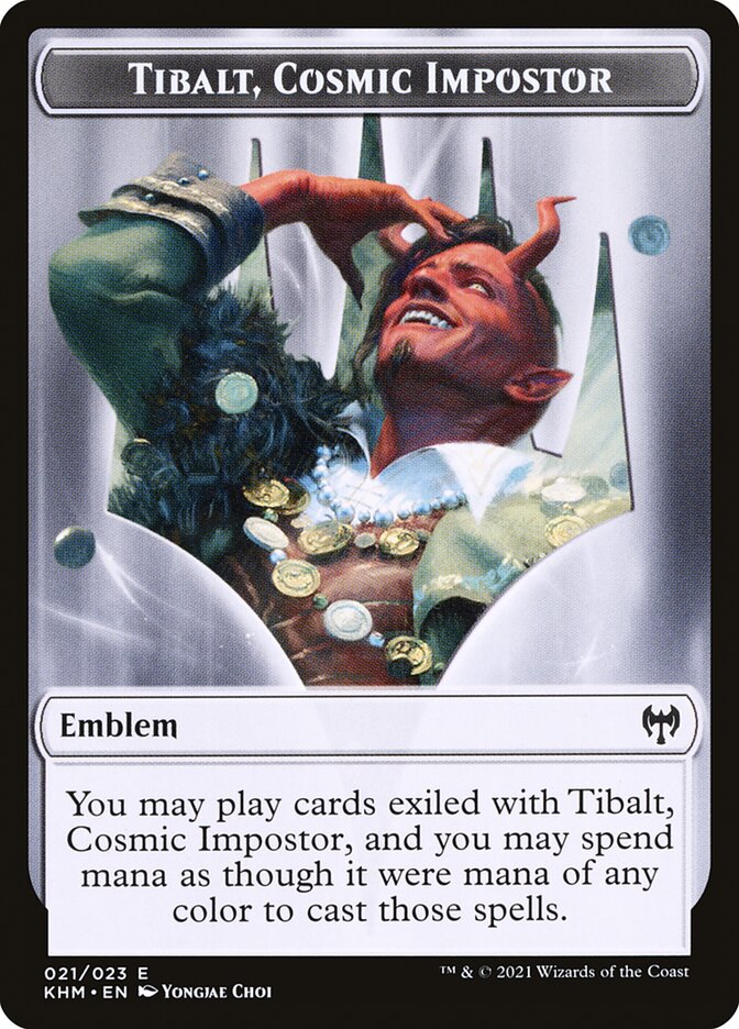 Human Warrior // Tibalt, Cosmic Impostor Emblem Double-Sided Token [Kaldheim Tokens] | Impulse Games and Hobbies