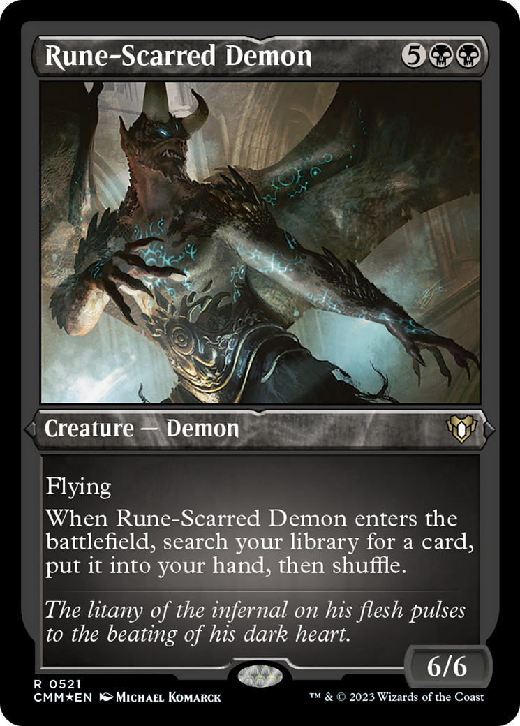 Rune-Scarred Demon (Foil Etched) [Commander Masters] | Impulse Games and Hobbies