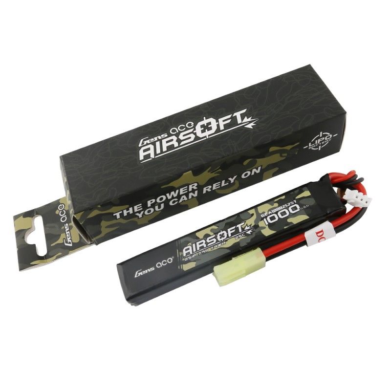 Gens Ace Airsoft 1000mAh 2S1P 7.4V 25C LiPo Tamiya Plug | Impulse Games and Hobbies