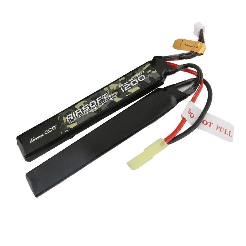 Gens Ace Airsoft 1200mAh 3S1P 11.1V 25C 2X LiPo Tamiya Plug | Impulse Games and Hobbies