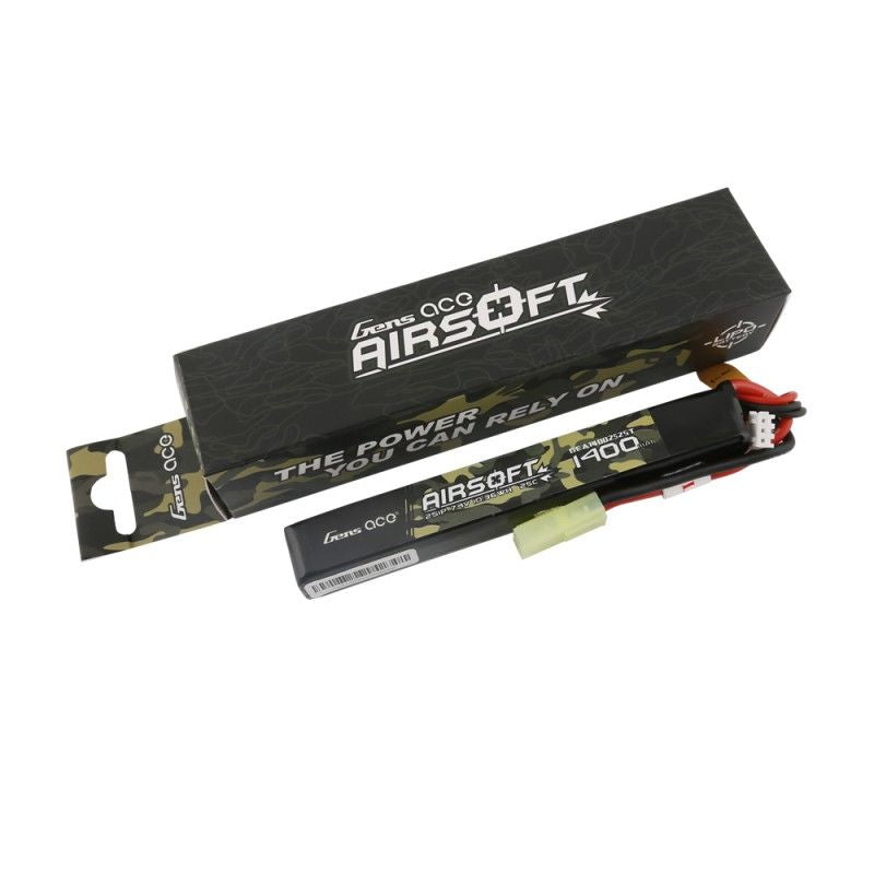 Gens Ace Airsoft 1400mAh 2S1P 7.4V 25C LiPo Tamiya Plug | Impulse Games and Hobbies