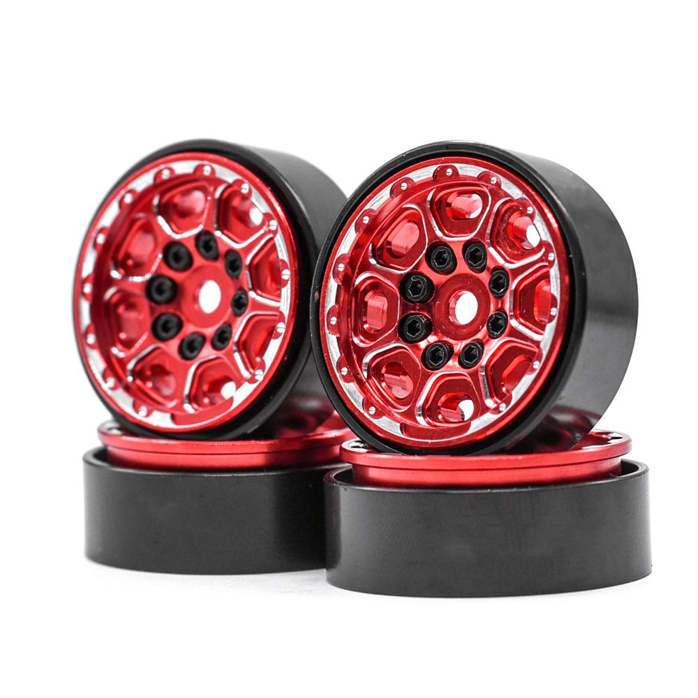 Hobby Details 1.0" CNC Beadlock Wheels, TRX-4M (Black/Red) | Impulse Games and Hobbies
