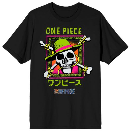 One Piece Live Action Straw Hat Pirates Logo In Colorful Frame Crew Neck Short Sleeve Men's Black T-shirt | Impulse Games and Hobbies