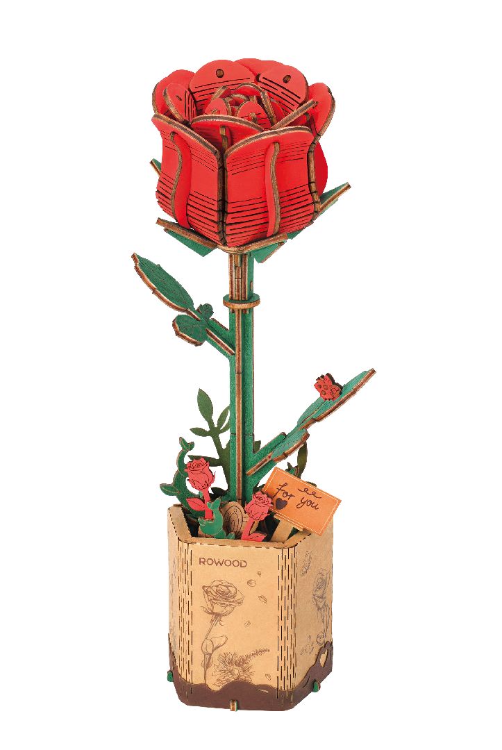 Rowood DIY Red Rose 3D Wooden Puzzle | Impulse Games and Hobbies
