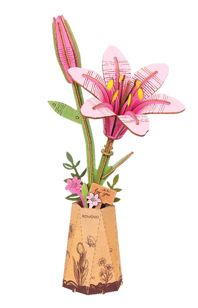 Rowood DIY Pink Lily 3D Wooden Puzzle | Impulse Games and Hobbies