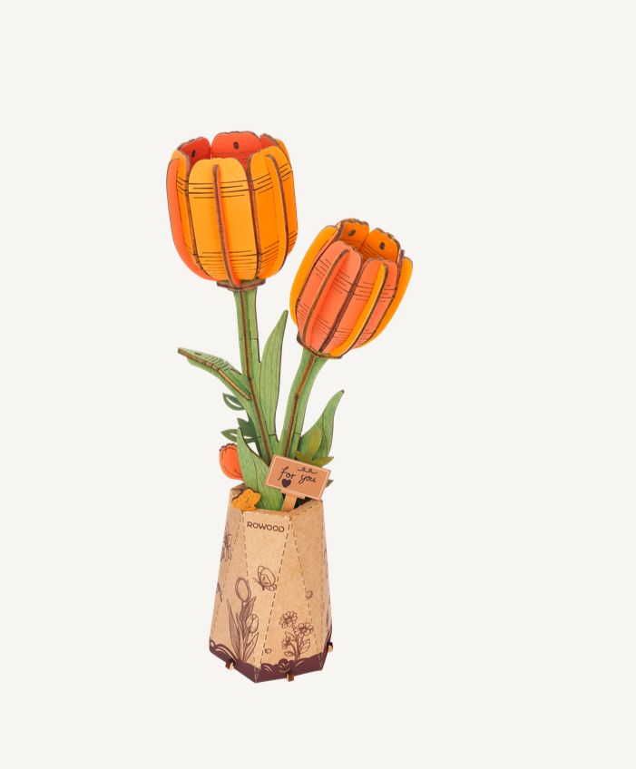 Rowood DIY Orange Tulip 3D Wooden Puzzle | Impulse Games and Hobbies