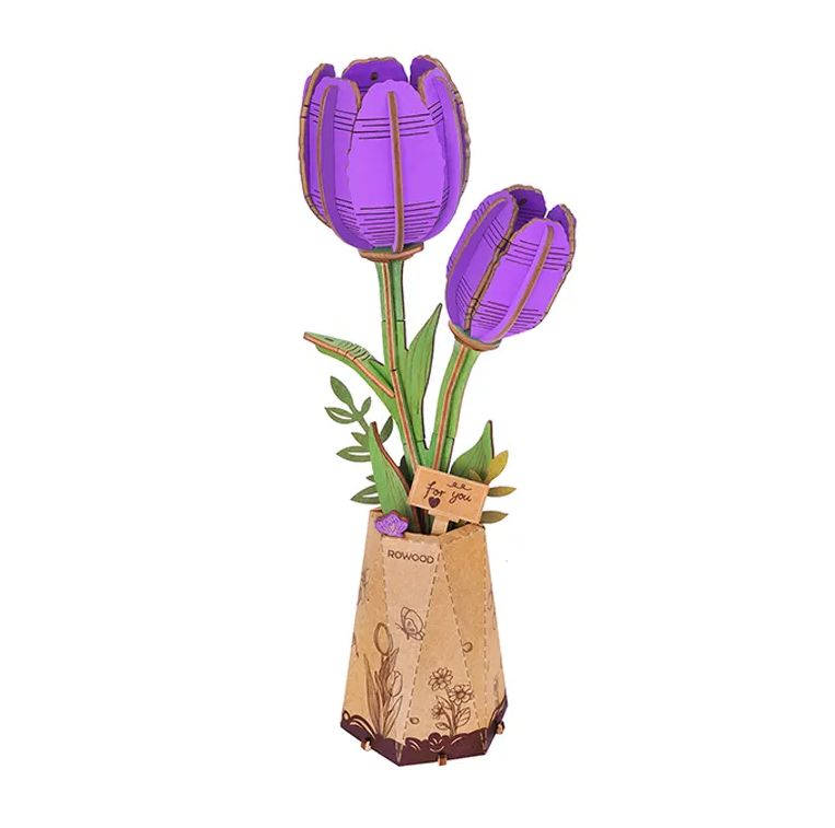 Rowood Purple Tulip 3D Wooden Puzzle | Impulse Games and Hobbies