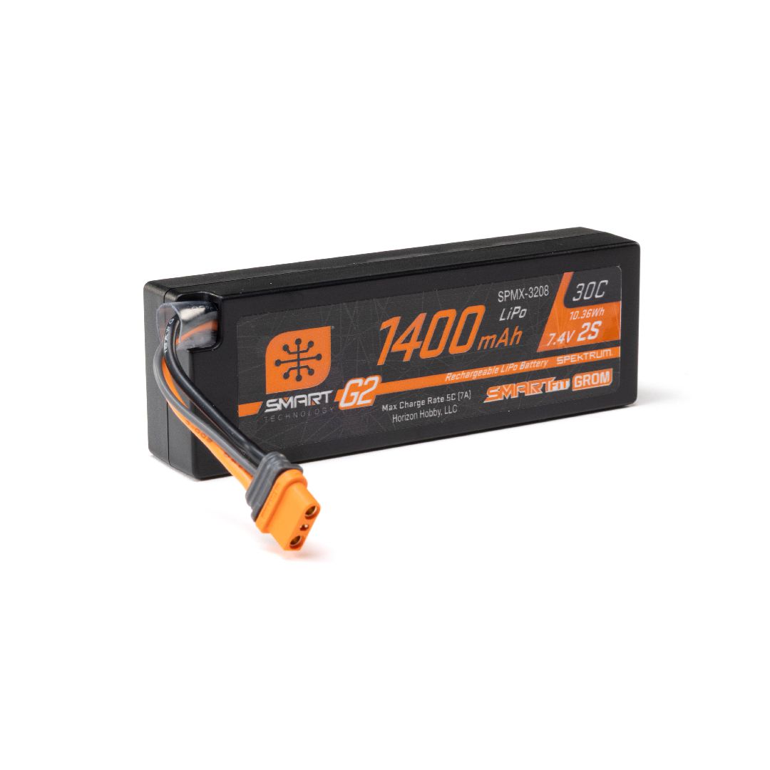 Spektrum 1400mAh 2S 7.4V Smart G2 LiPo Battery 30C IC2 SmartFit Case | Impulse Games and Hobbies