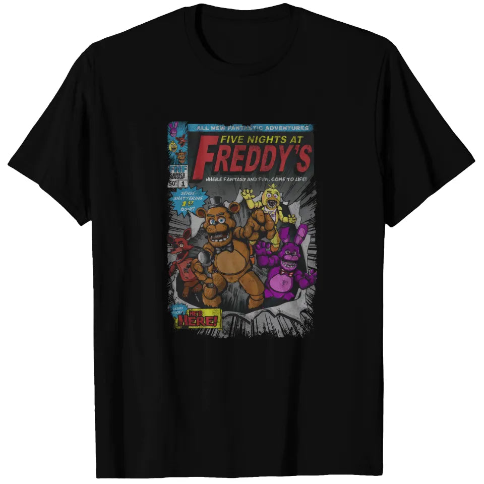 FIVE NIGHTS AT FREDDY'S - Characters Comic Art Black Youth Tee | Impulse Games and Hobbies