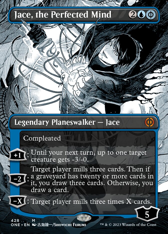 Jace, the Perfected Mind (Borderless Manga Step-and-Compleat Foil) [Phyrexia: All Will Be One] | Impulse Games and Hobbies