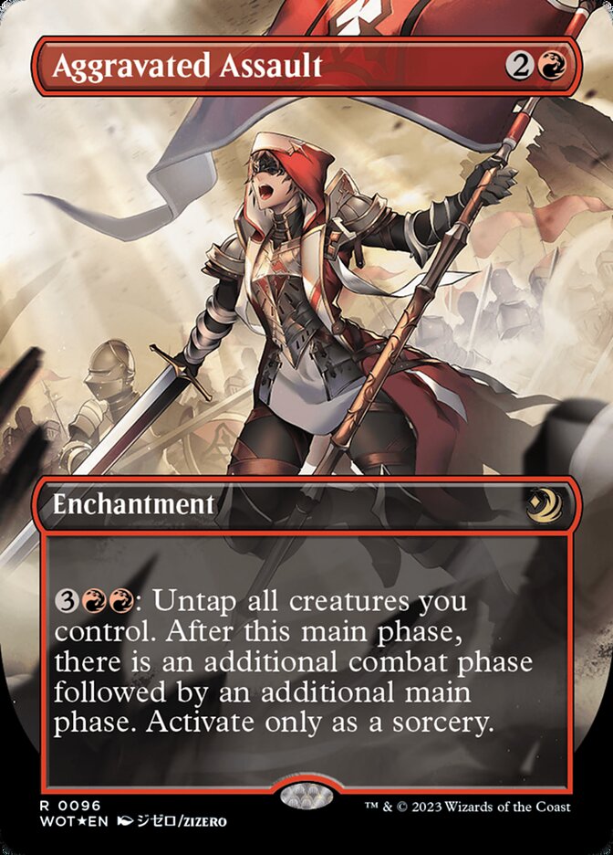 Aggravated Assault (Anime Borderless) (Confetti Foil) [Wilds of Eldraine: Enchanting Tales] | Impulse Games and Hobbies