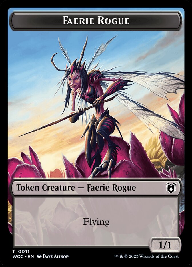Faerie Rogue // Faerie (0011) Double-Sided Token [Wilds of Eldraine Commander Tokens] | Impulse Games and Hobbies