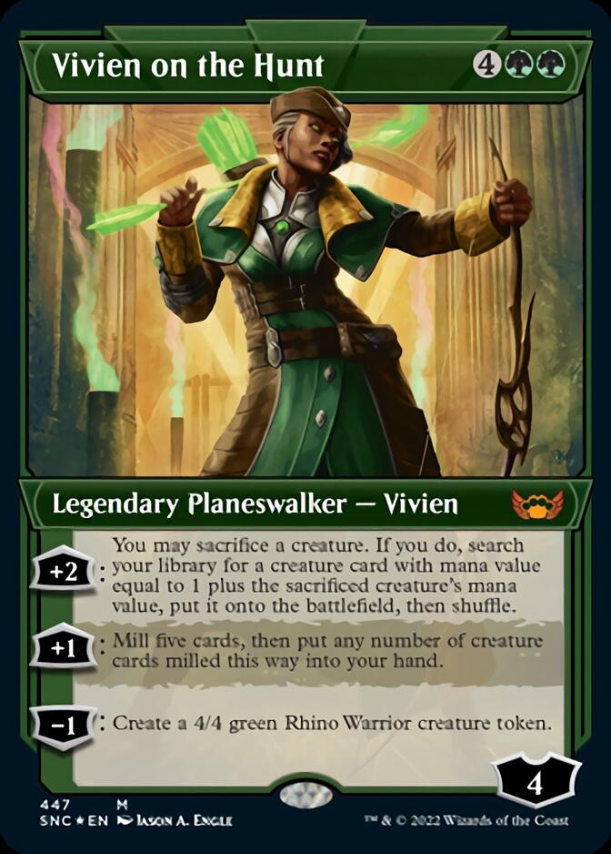 Vivien on the Hunt (Showcase Art Deco Foil Etched) [Streets of New Capenna] | Impulse Games and Hobbies