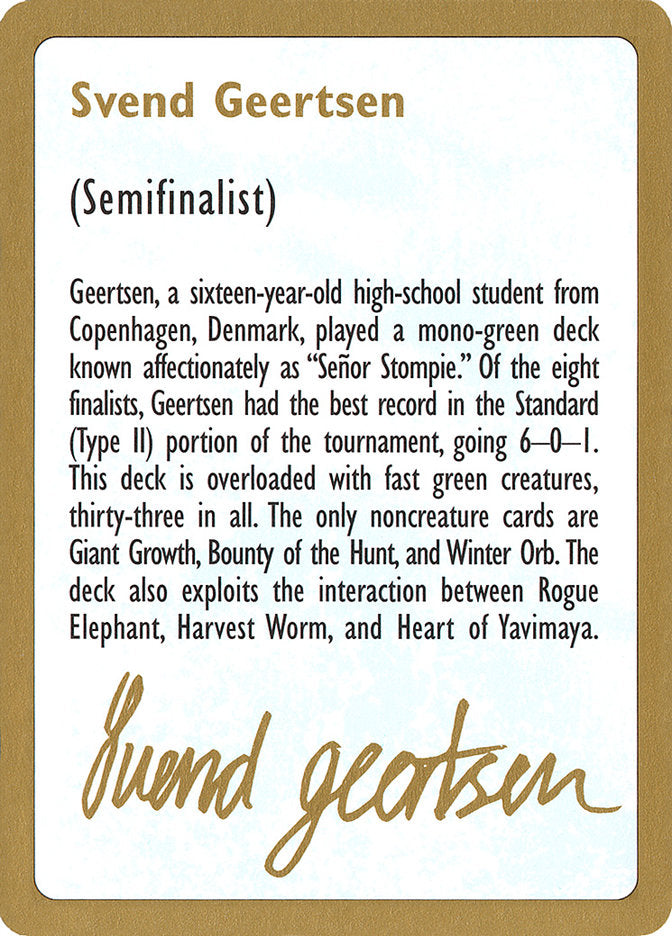 Svend Geertsen Bio [World Championship Decks 1997] | Impulse Games and Hobbies