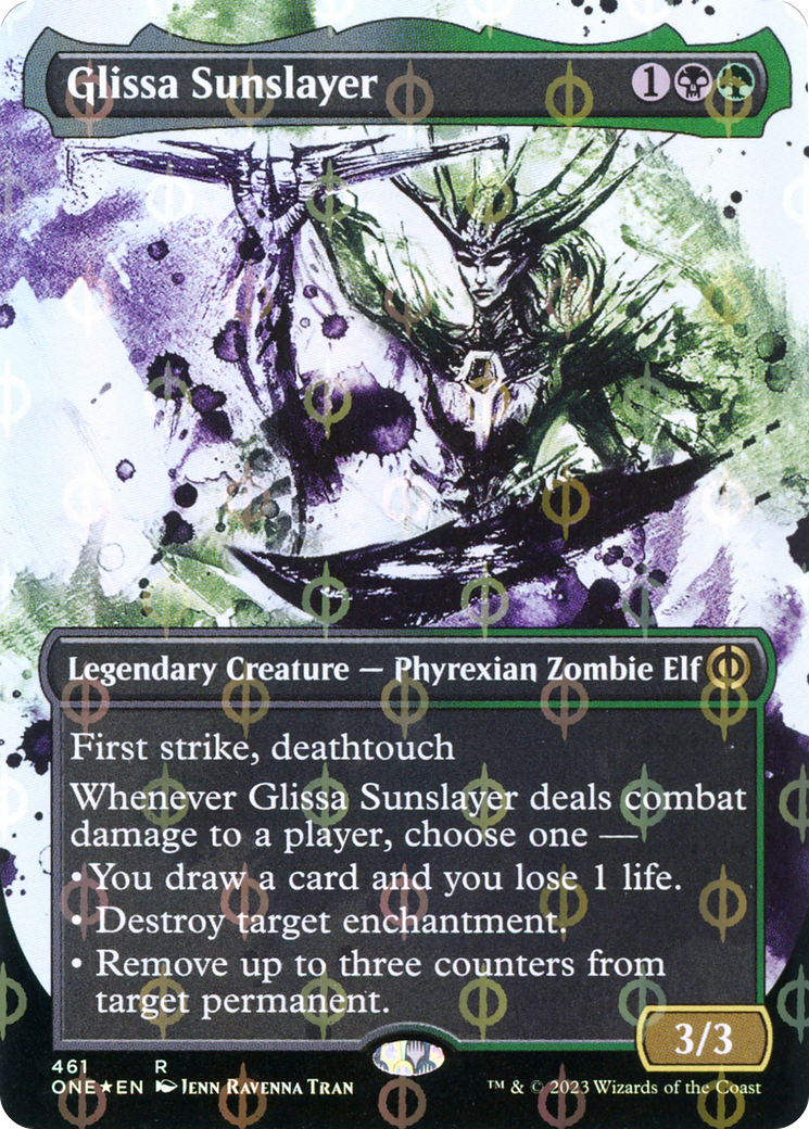 Glissa Sunslayer (Borderless Ichor Step-and-Compleat Foil) [Phyrexia: All Will Be One] | Impulse Games and Hobbies