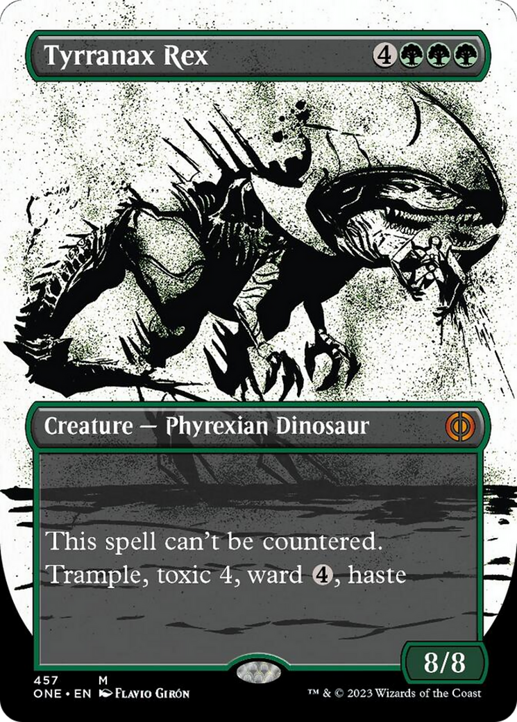 Tyrranax Rex (Borderless Ichor Step-and-Compleat Foil) [Phyrexia: All Will Be One] | Impulse Games and Hobbies