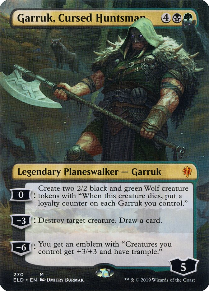 Garruk, Cursed Huntsman (Borderless) [Throne of Eldraine] | Impulse Games and Hobbies