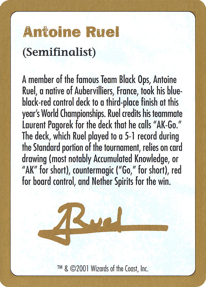 Antoine Ruel Bio [World Championship Decks 2001] | Impulse Games and Hobbies