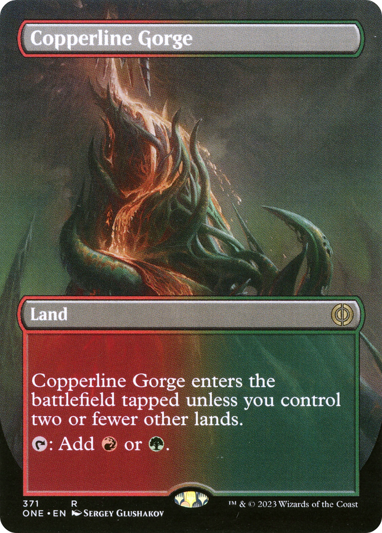 Copperline Gorge (Borderless Alternate Art) [Phyrexia: All Will Be One] | Impulse Games and Hobbies