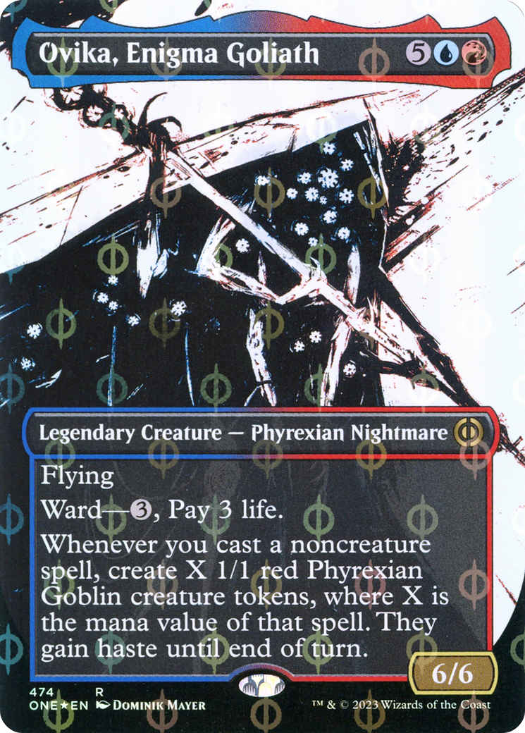 Ovika, Enigma Goliath (Borderless Ichor Step-and-Compleat Foil) [Phyrexia: All Will Be One] | Impulse Games and Hobbies