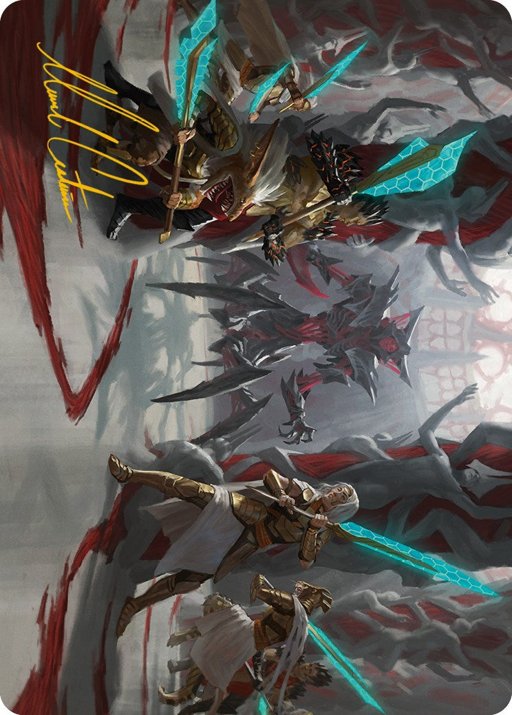 Goldwardens' Gambit Art Card (Gold-Stamped Signature) [Phyrexia: All Will Be One Art Series] | Impulse Games and Hobbies