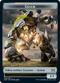 Golem // Elf Warrior Double-sided Token [Double Masters Tokens] | Impulse Games and Hobbies