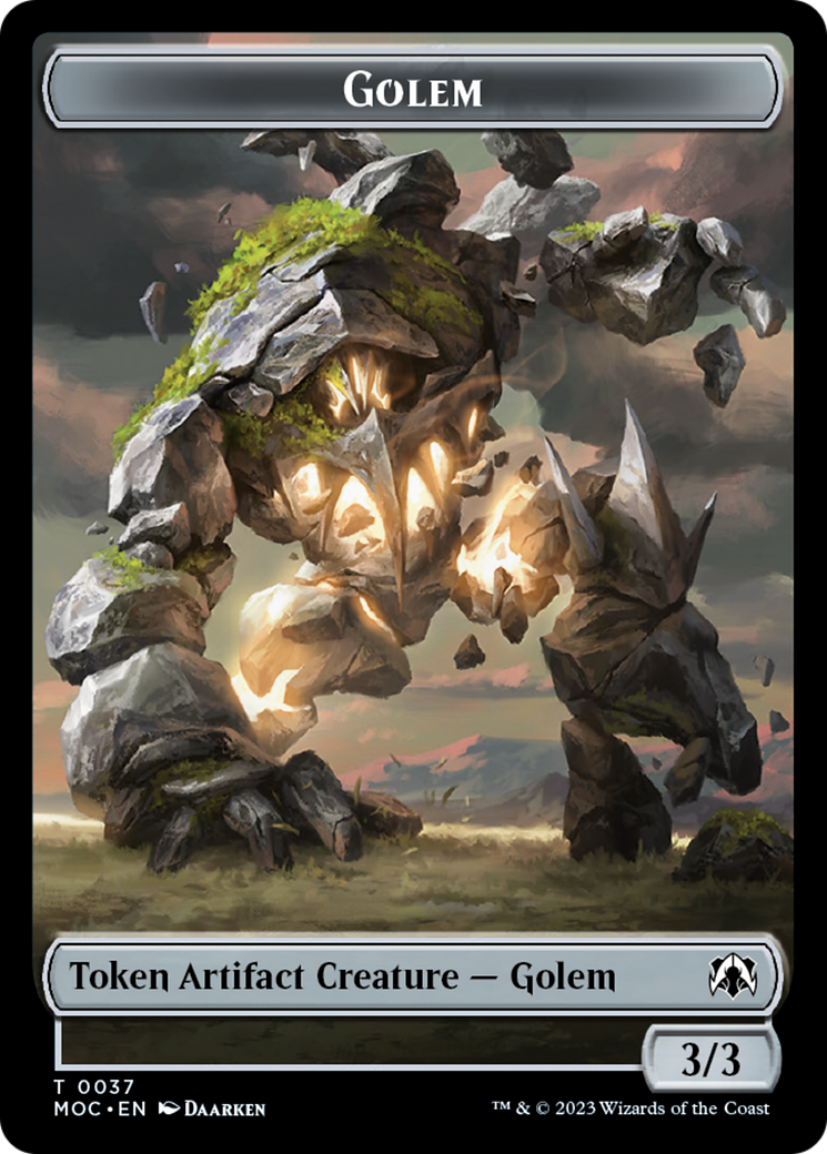 Golem // Blood Double-Sided Token [March of the Machine Commander Tokens] | Impulse Games and Hobbies