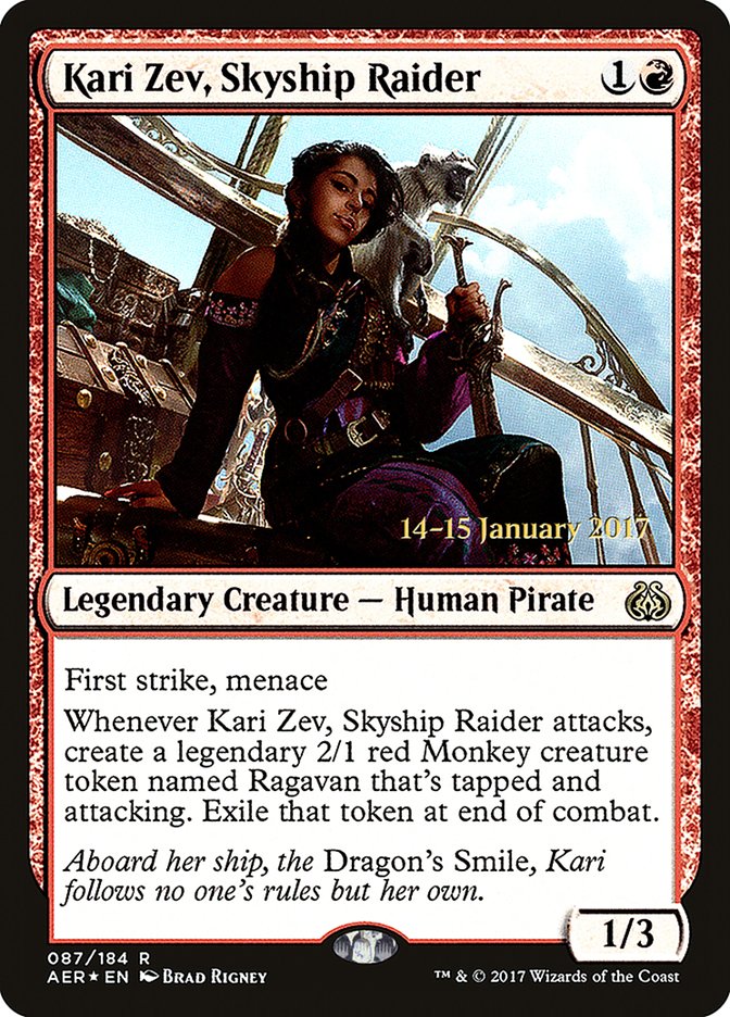 Kari Zev, Skyship Raider [Aether Revolt Prerelease Promos] | Impulse Games and Hobbies