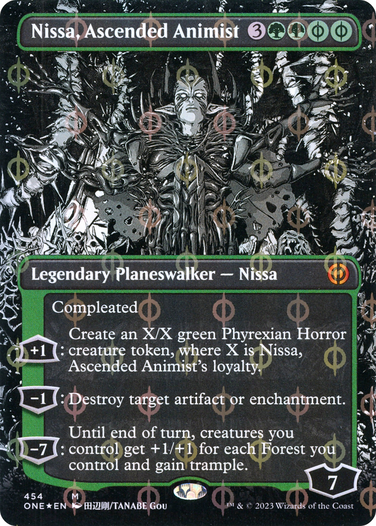 Nissa, Ascended Animist (Borderless Manga Step-and-Compleat Foil) [Phyrexia: All Will Be One] | Impulse Games and Hobbies