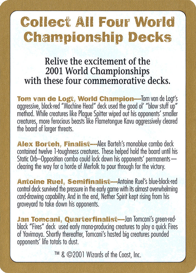 2001 World Championships Ad [World Championship Decks 2001] | Impulse Games and Hobbies