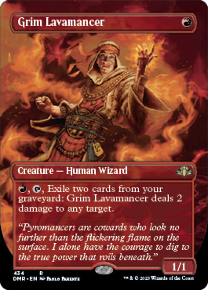Grim Lavamancer (Borderless Alternate Art) [Dominaria Remastered] | Impulse Games and Hobbies