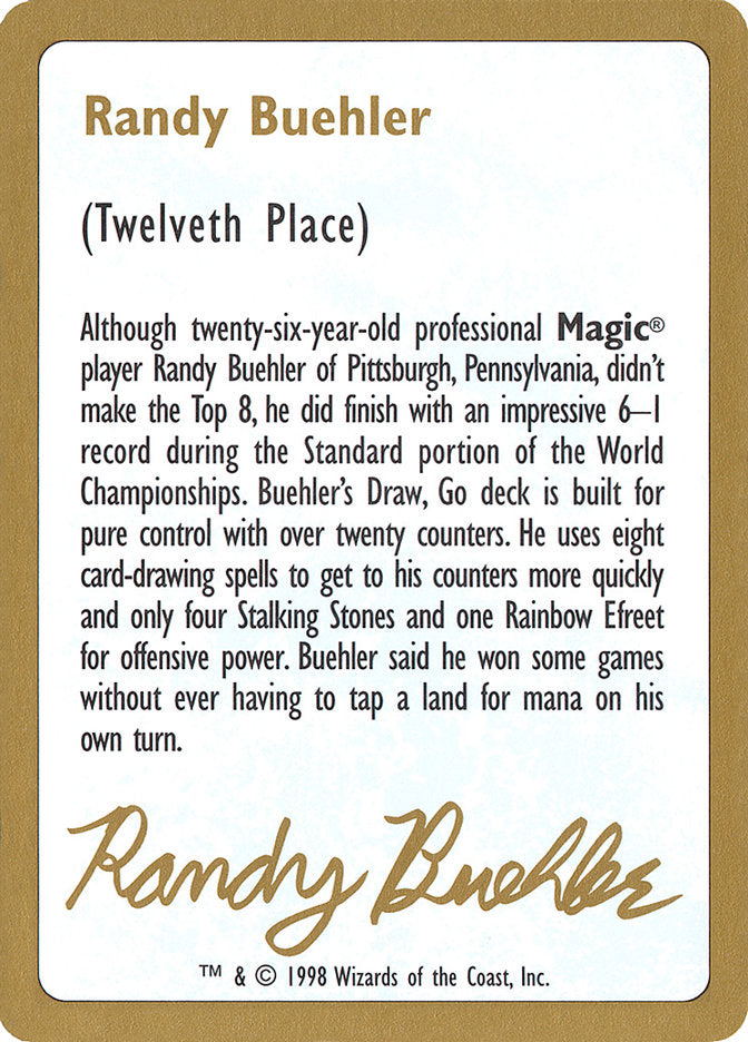 Randy Buehler Bio [World Championship Decks 1998] | Impulse Games and Hobbies