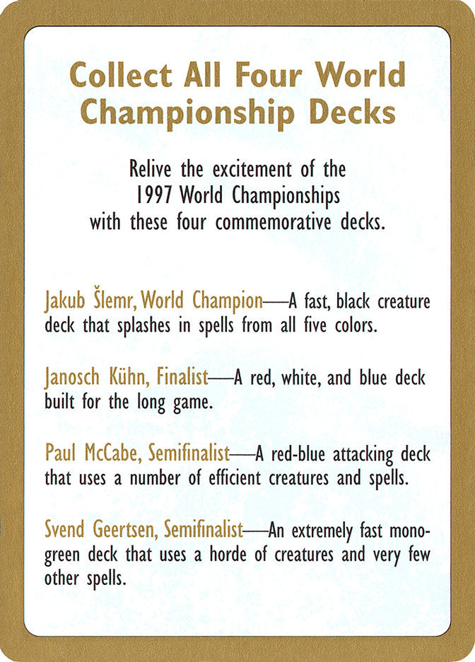 1997 World Championships Ad [World Championship Decks 1997] | Impulse Games and Hobbies