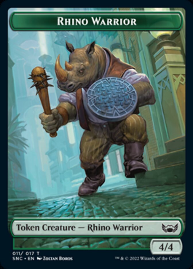 Fish // Rhino Warrior Double-sided Token [Streets of New Capenna Tokens] | Impulse Games and Hobbies