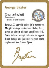 1996 George Baxter Biography Card [World Championship Decks] | Impulse Games and Hobbies