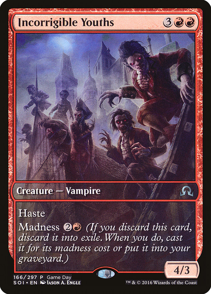 Incorrigible Youths (Game Day) (Extended Art) [Shadows over Innistrad Promos] | Impulse Games and Hobbies