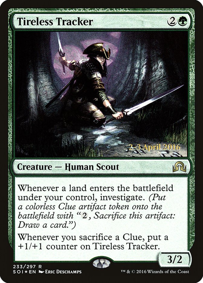 Tireless Tracker [Shadows over Innistrad Prerelease Promos] | Impulse Games and Hobbies