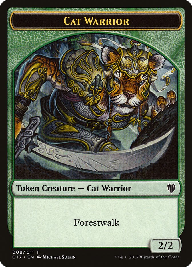 Cat Warrior (008) // Rat (003) Double-Sided Token [Commander 2017 Tokens] | Impulse Games and Hobbies
