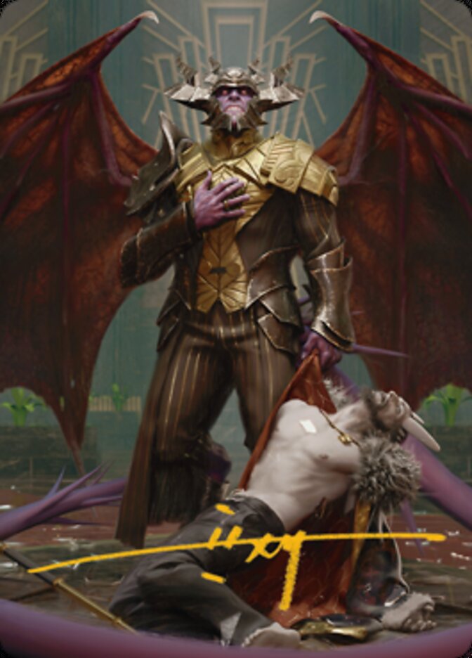 Ob Nixilis, the Adversary 1 Art Card (Gold-Stamped Signature) [Streets of New Capenna Art Series] | Impulse Games and Hobbies