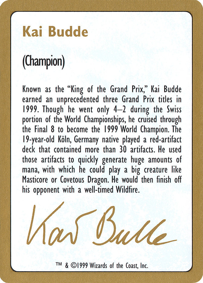 Kai Budde Bio [World Championship Decks 1999] | Impulse Games and Hobbies