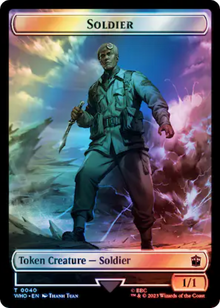 Soldier // Beast Double-Sided Token (Surge Foil) [Doctor Who Tokens] | Impulse Games and Hobbies