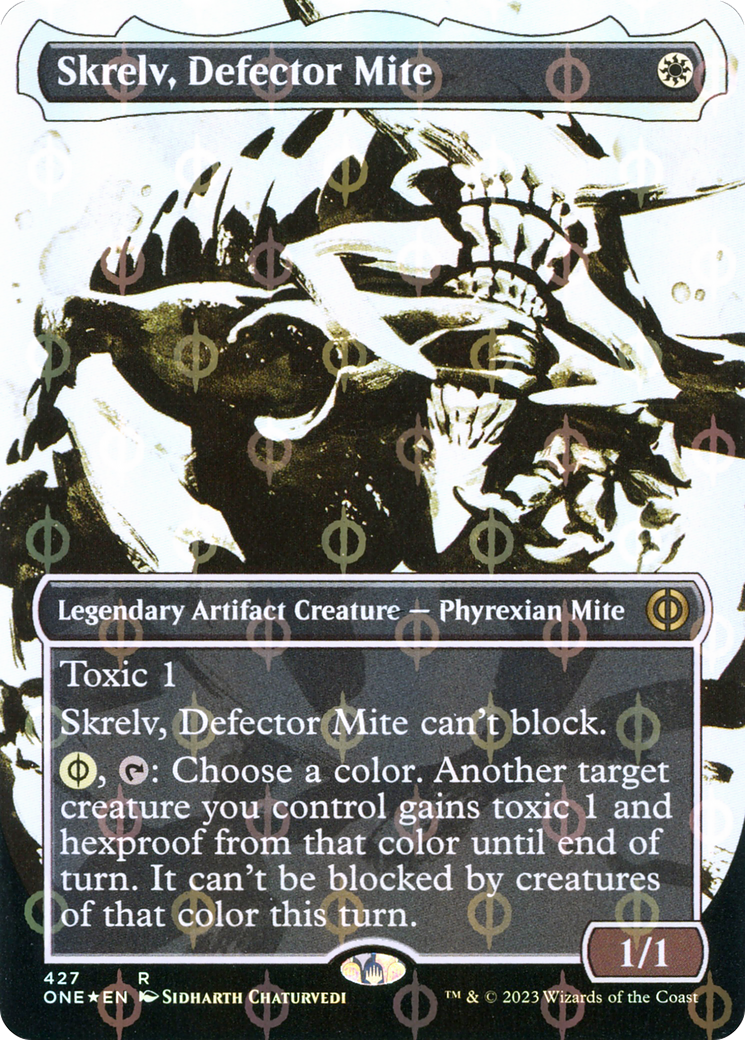 Skrelv, Defector Mite (Borderless Ichor Step-and-Compleat Foil) [Phyrexia: All Will Be One] | Impulse Games and Hobbies