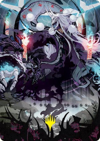 Echo of Death's Wail Art Card (Gold-Stamped Signature) [Kamigawa: Neon Dynasty Art Series] | Impulse Games and Hobbies