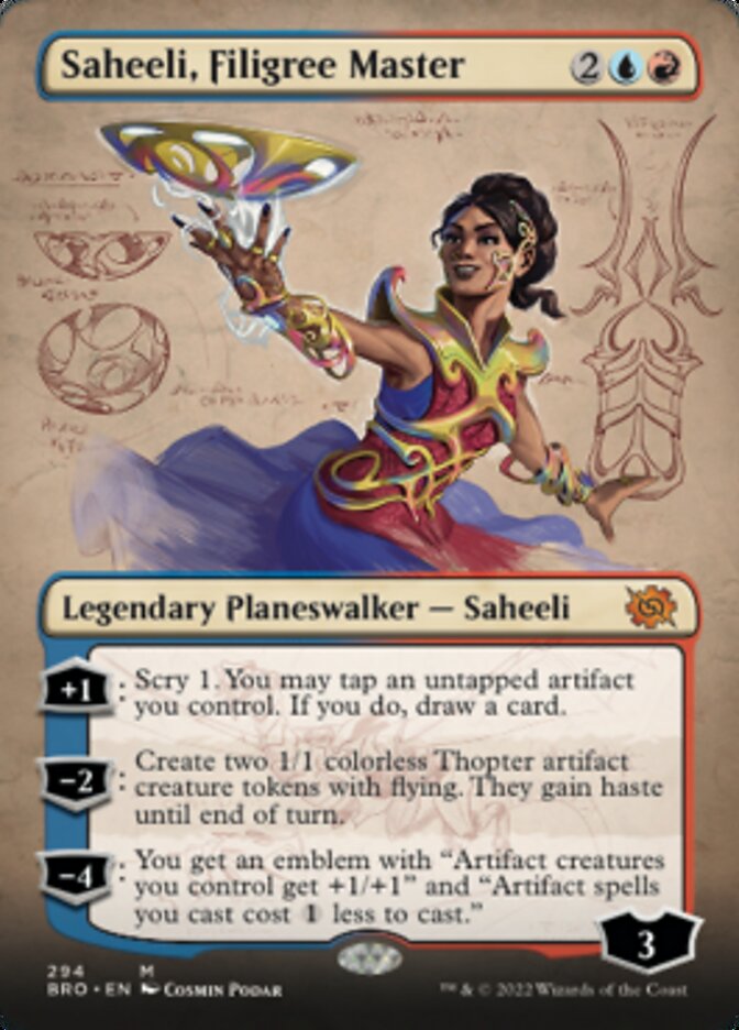 Saheeli, Filigree Master (Borderless Alternate Art) [The Brothers' War] | Impulse Games and Hobbies