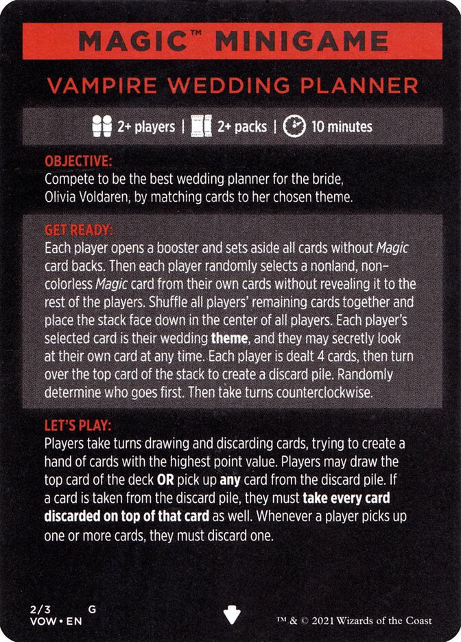 Vampire Wedding Planner (Magic Minigame) [Innistrad: Crimson Vow Minigame] | Impulse Games and Hobbies