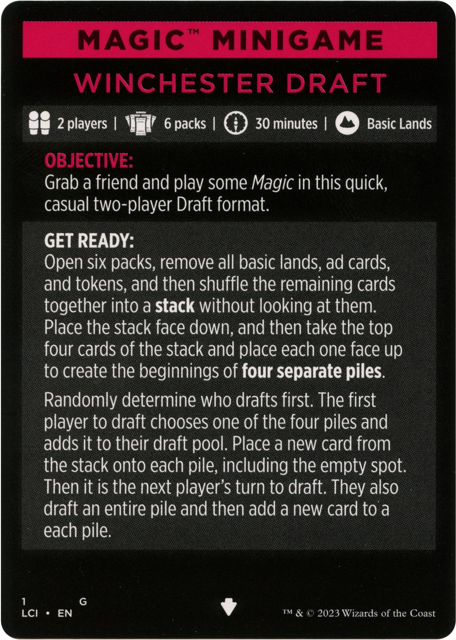 Winchester Draft (Magic Minigame) [The Lost Caverns of Ixalan Minigame] | Impulse Games and Hobbies