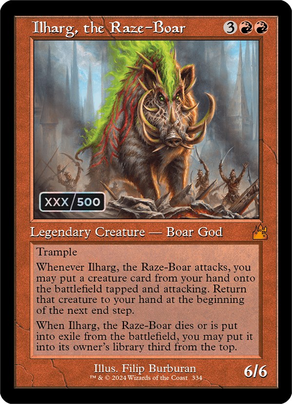 Ilharg, the Raze-Boar (Retro) (Serialized) [Ravnica Remastered] | Impulse Games and Hobbies