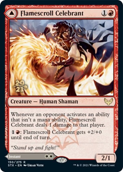 Flamescroll Celebrant // Revel in Silence [Strixhaven: School of Mages Prerelease Promos] | Impulse Games and Hobbies